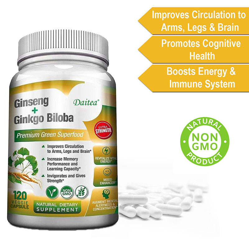 Ginkgo Biloba Extract - Capsules de Ginkgo Biloba avec Ginseng,