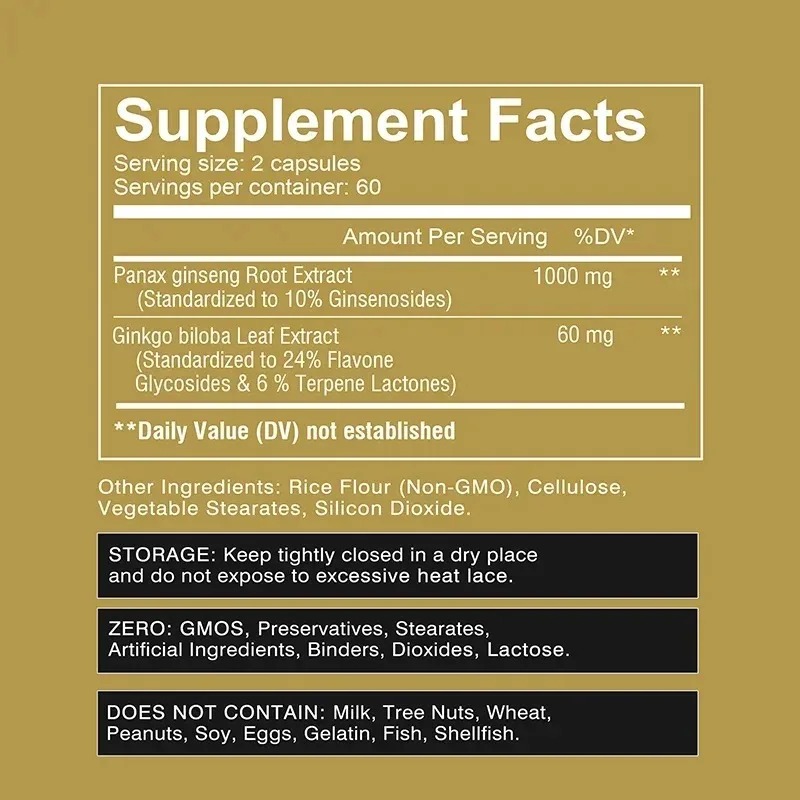 Capsules complexes Panax Ginse - Ginkgo Biloba Extract avis et prix